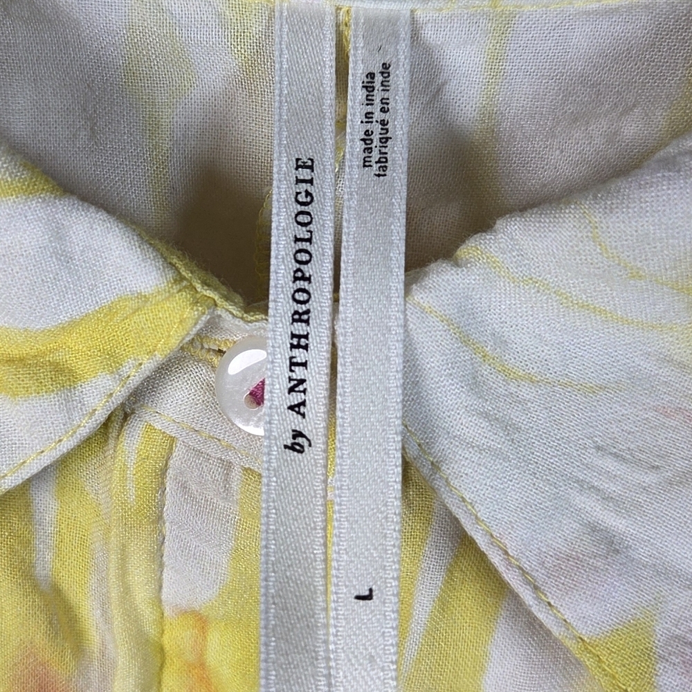 Anthropologie Oversized Button Down Tunic Shirt Hombre Tie Dye Boho Pink Large - Picture 5 of 11
